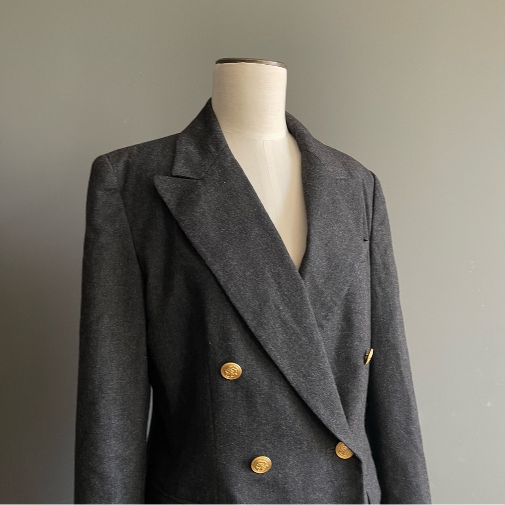 Talbots Wool Blazer Gold Button Double Breasted Tailored Jacket Old Money Preppy - Picture 3 of 8